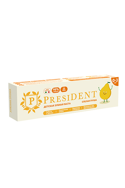 зубная паста детская PRESIDENT 0-3 Спелая груша (25 RDA) 32 г